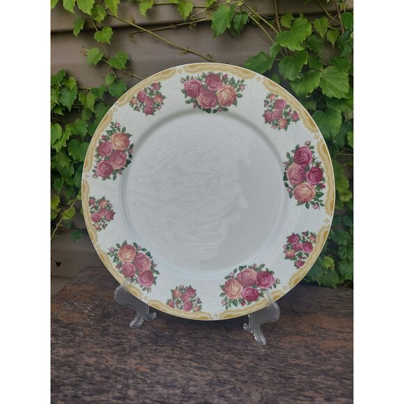 Farberware Sydney Roses Fine China Chop Plate 12 1/4" Charger - Picture 1 of 2
